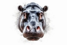 Head Of A Hippopotamus PNG 8k Isolated On A White Background