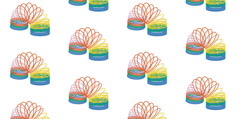 Seamless pattern toy rainbow. Aesthetics of the 90s, 2000s. Vector illustration in a flat linear style.