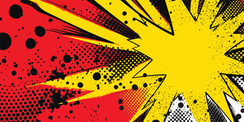 VIntage retro comics boom explosion crash bang cover book design with light and dots. Can be used for decoration or graphics. Graphic Art. Vector. Illustration