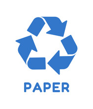 Vector Paper Recycling Symbol Color. Blue Recycle Symbol On White Background.