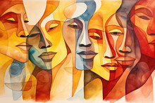 Abstract Portraits Of People. National Hispanic Heritage Month. Spanish Culture Celebration.