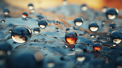 Water droplets on the surface of the water.Generated by AI