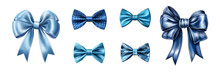 Blue Color Bow Tie Clipart Set. Generative AI