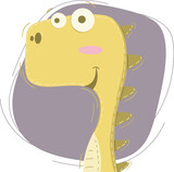 Fototapeta Góry - smile yellow dinosaur cartoon illustration on purple background