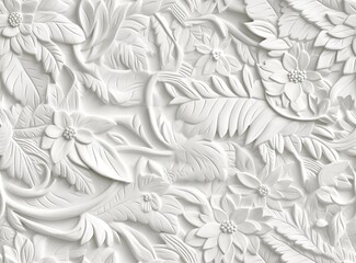 Patterns on the ceiling gypsum sheets of white flowers, plaster background - floral pattern, seamless pattern. Created with Generative AI technology.