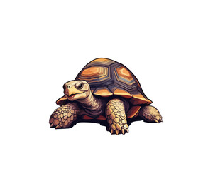 Cartoon turtle on an isolated background. Vector illustration