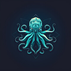 Canvas Print - illustration of an octopus with geometric shapes