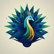 Illustration Of A Peacock With Geometric Shapes