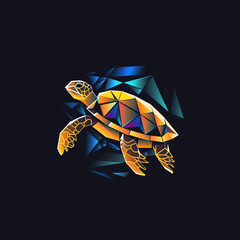 Wall Mural - illustration of a turtle with geometric shapes