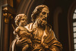 © ckybe - Saint Joseph St. Joseph with Jesus Christ, the Patron Saint of the Catholic Church. San Jose. Generative ai. Patron Saint of Fathers, Workers