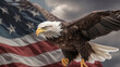 Orzeł w Locie na Tle Flagi USA: Symbolika i Dumność