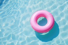 Pool Ring Float In Swimming Pool, Water Reflections In Swimming Pool Summer