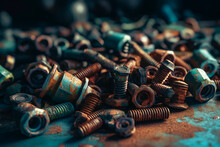 Rusty Bolts And Nuts. Generative AI