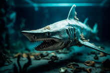 Dead Shark Underwater. Generative AI