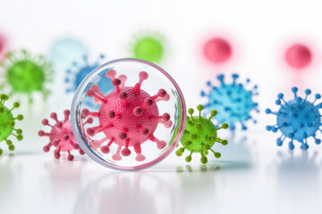 Viruses and bacteria of various shapes. Generative AI