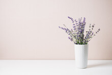 Bouquet Of Lavender In A Small Vase, Minimal Still Life.
