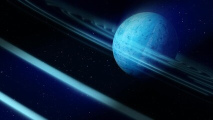Wall Mural - abstract blue space planet with a round asteroid belt ring futuristic hi-tech on the background of s