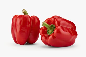 Sticker - Illustration of two bright red bell peppers placed side by side on a white background