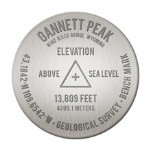 Gannett Peak Bench Mark Illustration, Transparent, The 57th Tallest Mountain In The United States, In The State Of Wyoming