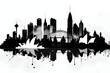 Black silhouette of a city on white background.