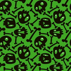 'Cartoon Halloween seamless skulls pattern for wrapping paper and linens and fabrics and kids clothes print