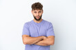 © luismolinero - Young handsome caucasian man isolated on white background feeling upset