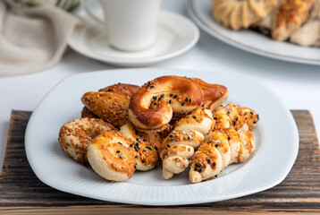 Wall Mural - Turkish homemade sweet and savory cookies - tatli tuzlu kurabiye - kuru pasta