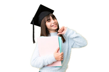 Little caucasian student girl over isolated background proud and self-satisfied