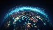 Planet Earth is shrouded in a network grid. Space technology, Internet coverage of Earth