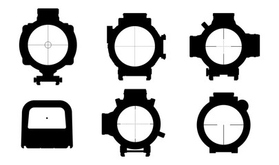 Set of black weapons scopes