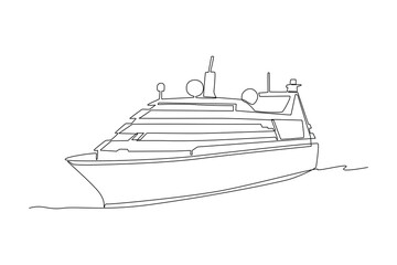 Continuous one line drawing Ocean travel transportation concept. Single line draw design vector graphic illustration.