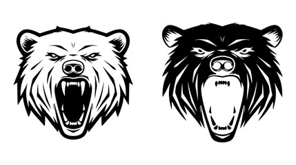 Wall Mural - Bear head illustration, logo. Vector drawing of bear on white background