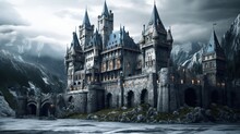 Old Dracula Vampire Castle 3d Render Generative AI