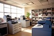 stationery room in the office with copier machine professional photography AI Generated