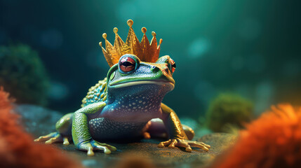 Wall Mural - Frog with king crown