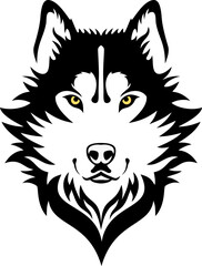 Poster - Silhouette wolf head with yellow eye