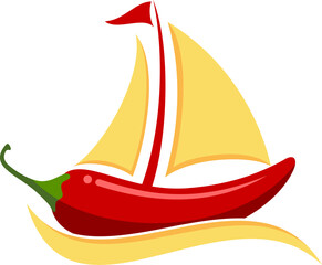 Chili with sail boat and wave