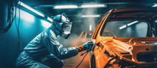 Automobile Repairman Painter In Protective Work Wear