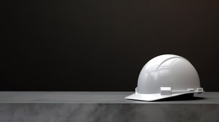 an image of white hard hat illustration on dark background for presentation template.