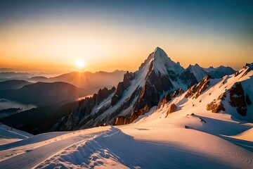 Wall Mural - An image of a stunning sunrise over a mountain peak