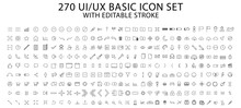 User Interface Icons. Basic Ui Ux Icon Set. Set Icon Of User Interface. Vector Illustration. Editable Stroke.