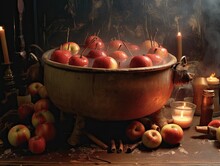Traditional Apple Bobbing At Halloween Party