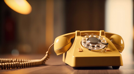 Close-up shot of classic telephone landline at office