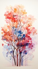 Sticker - Background. Abstract watercolor of trees. Spring, summer, fall, winter, Generative AI