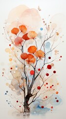 Wall Mural - Background. Abstract watercolor of trees. Spring, summer, fall, winter, Generative AI