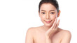 © kitthanes  - Beautiful young asian woman with clean fresh skin on white background, Face care, Facial treatment, Cosmetology, beauty and spa, Asian women portrait.
