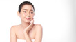 © kitthanes  - Beautiful young asian woman with clean fresh skin on white background, Face care, Facial treatment, Cosmetology, beauty and spa, Asian women portrait.