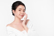 © kitthanes  - Beautiful young asian woman with clean fresh skin on white background, Face care, Facial treatment, Cosmetology, beauty and spa, Asian women portrait.