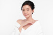© kitthanes  - Beautiful young asian woman with clean fresh skin on white background, Face care, Facial treatment, Cosmetology, beauty and spa, Asian women portrait.