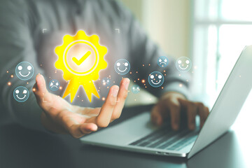 Poster - Customer service satisfaction survey feedback for business review rating and best service or finance digital marketing poll or user comment concepts.